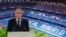 El presidente del Real Madrid Florentino Pérez hace un discurso en el estadio Santiago Bernabeu, en Madrid. (AP Photo/Manu Fernandez, File)