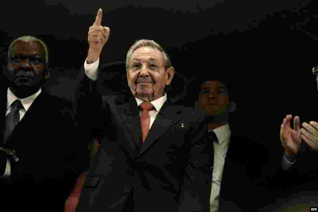 Raúl Castro, durante el discurso de el presidente de Estados Unidos Barack Obama hoy, martes 22 de marzo de 2016, en el Gran Teatro de La Habana en La Habana (Cuba)