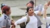 La Dama de Blanco Martha Sánchez, en una detención de 2018. El 11 de marzo fue encarcelada por la policía política en Artemisa.