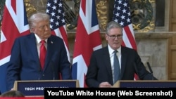 El presidente de EEUU, Donald Trump, en una conferencia de prensa con el primer ministro del Reino Unido, Keir Starmer, Londres, 18 de septiembre del 2025.